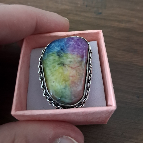 Rainbow Quartz Druzy Ring Size 7.5 - Picture 15 of 16
